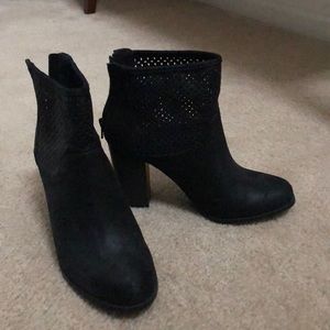 Black block heel booties